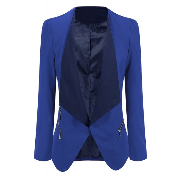 Women's Draped Open Front Blazer Business Casual Padded Jacket - Royal ...