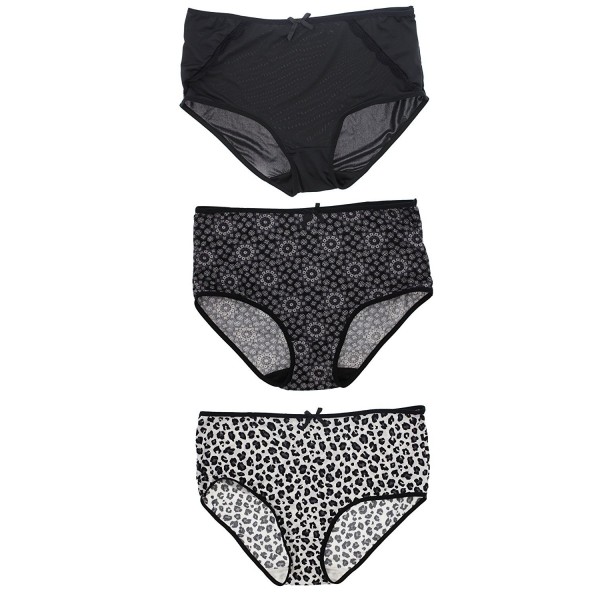 Initmates Women's Sexy Plus Size Brief Underwear (3 PR) - Animal Print  Black - CO12O17Z5LH