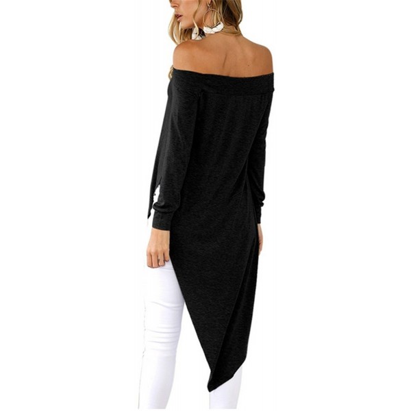 Womens Off Shoulder Long Sleeve Irregular Hankerchief Hem Tunic Top ...