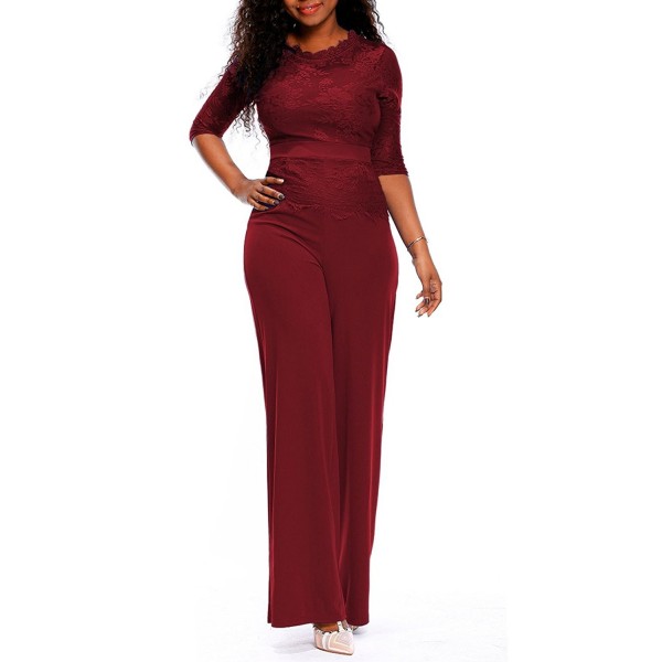 long sleeve lace jumpsuit for womens