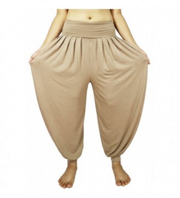 Women's Drape Harem Aladdin Loose Elastic Waist Pants - Js Khaki ...