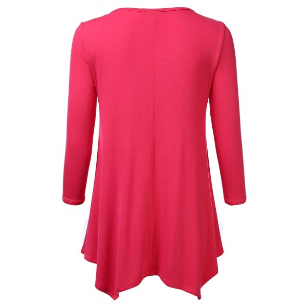 Womens Basic 3/4 and Long Sleeve Flare Hem Loose-Fit Tunic Top (S-3XL ...