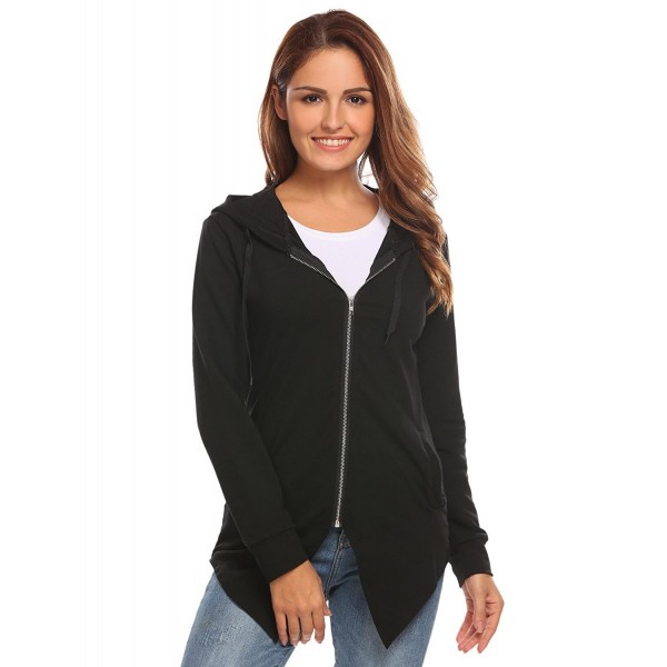 Women Active Hooded Zip Up Jacket Casual Loose Fit Hoodie with Pocket ...