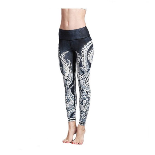 Women's Yoga Pants Capri Legging Workout Gym Tights - Octopus - CR184RWYI2Y