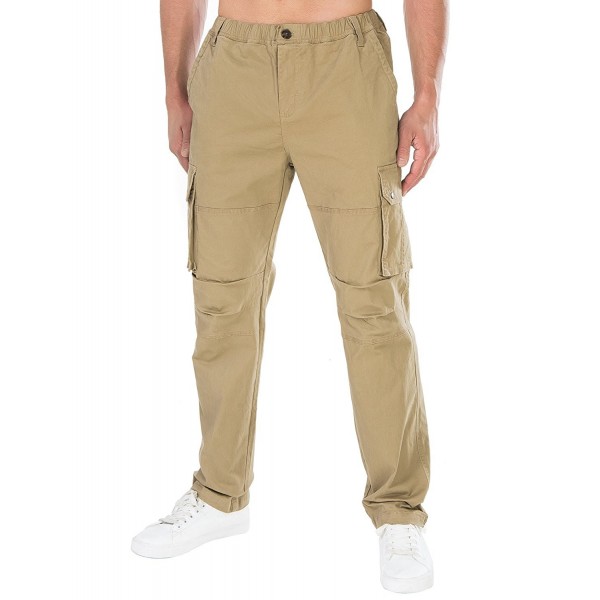 Men's Relaxed Fit Elastic Cargo Pant- Mens Pockets Cotton Tactical ...