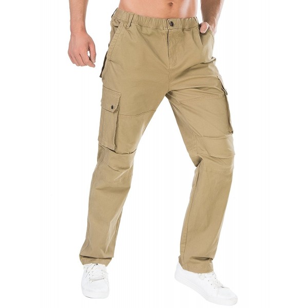 Men's Relaxed Fit Elastic Cargo Pant- Mens Pockets Cotton Tactical ...