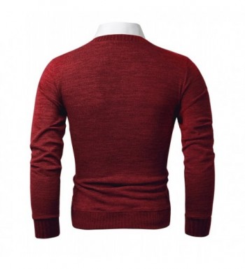 Mens Slim Fit V-Neck Button Up Cardigan Sweater - Ns1088-red - C212966V99V