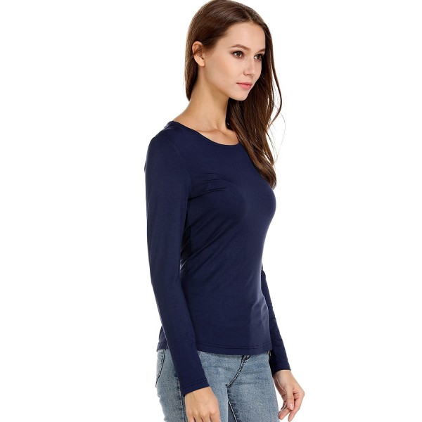 Long Sleeve Round Neck Womens Layer Underscrub Tee Shirt - Navy ...