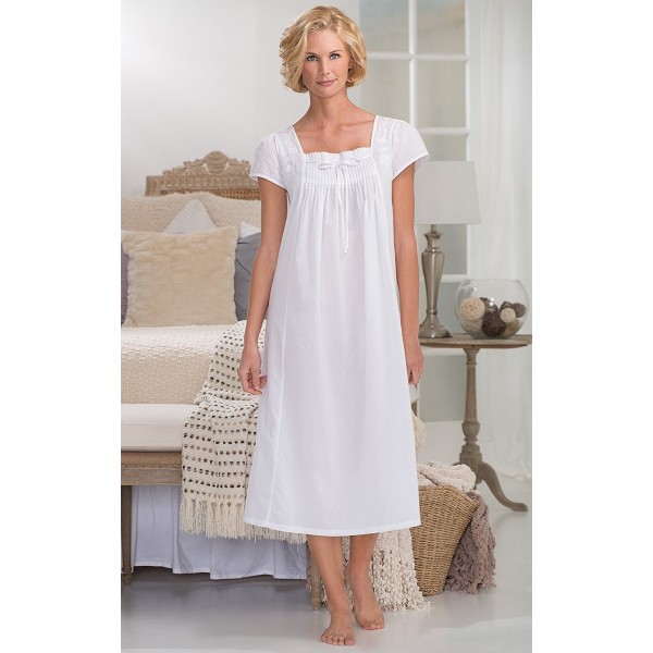 Womens Felicity Short Sleeve Lightweight Cotton Nightgown White