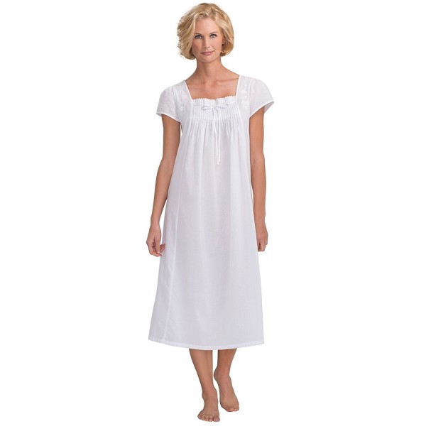 Womens Felicity Short Sleeve Lightweight Cotton Nightgown White