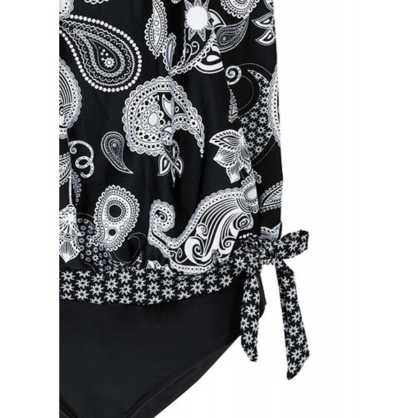 Two Piece Bandeau Blouson Tankini Tops Swimsuits For Women - Paisley -  CH188IOXSH0