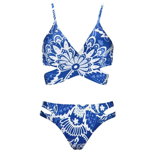 Floral Print Wrap Bikini- Cross Bandage Swimsuit For Women - Printing ...