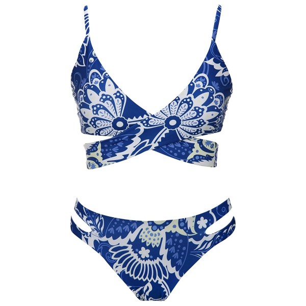 Floral Print Wrap Bikini- Cross Bandage Swimsuit For Women - Printing ...