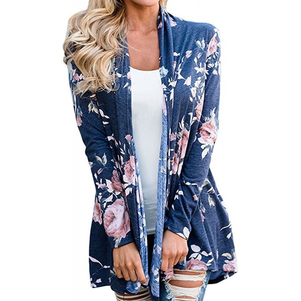 Women's Casual Long Sleeve Floral Print Cardigan Outwear Tops Jackets ...