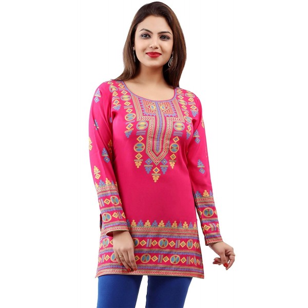 Indian Tunic Top Womens Kurti Printed Blouse India Clothing - Pink ...