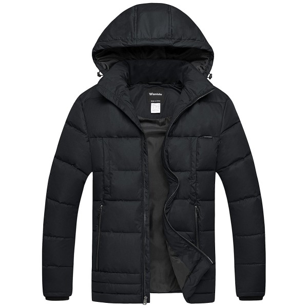 Men's Puffer Coat Insulated Windproof Quilted Jacket With Fixed Hood ...