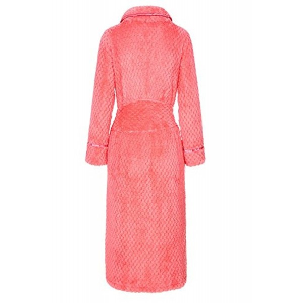 Womens Long Thick Fleece Robe Warm Waist Belt Plush Bathrobe - Orange ...