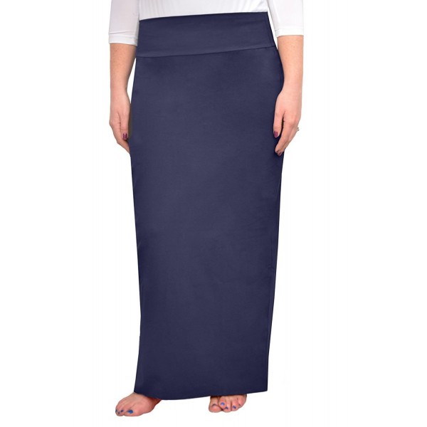 Women's Modest Maxi Pencil Skirt - Navy - CG12M14WCUF