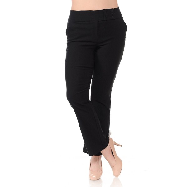 Womens Plus Size Ultra Stretch Work Pants(IMPB0406) - Black - C4182IAC4IS