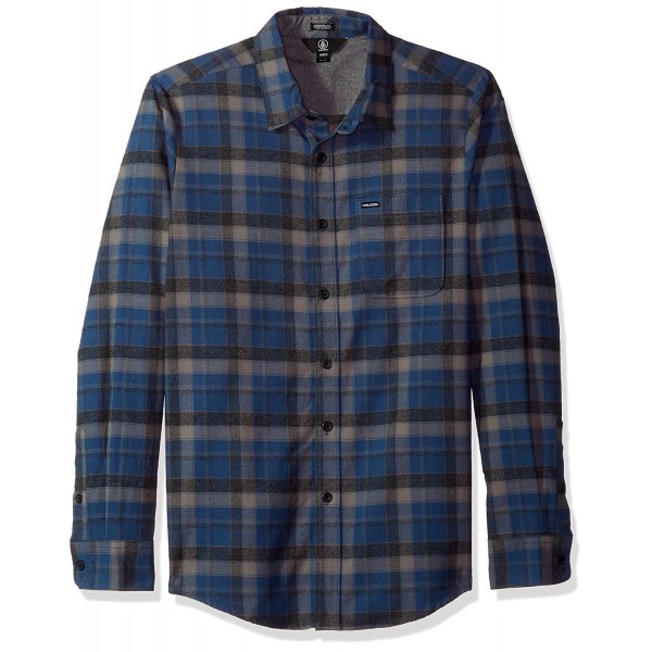 Men's Caden Classic Flannel Long Sleeve Shirt - Smokey Blue - CE17YH00WG2