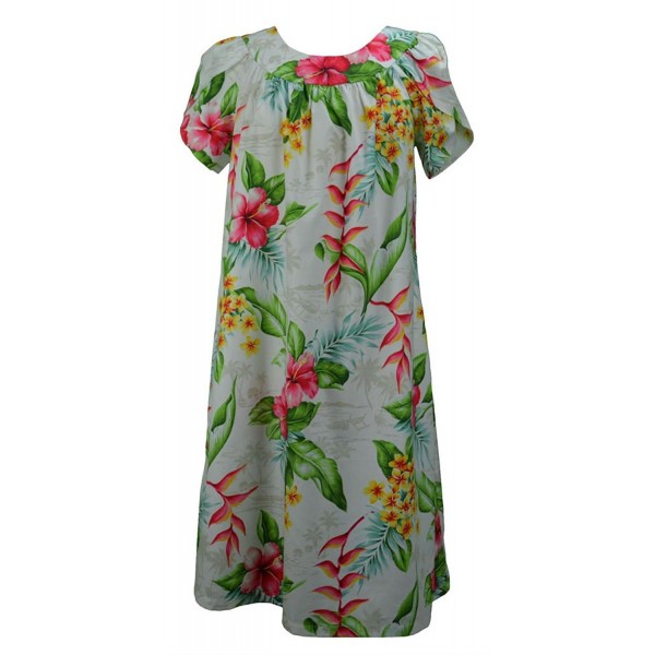 Women's Majestic Grove Tea Length Hawaiian Muumuu House Dress - Beige ...