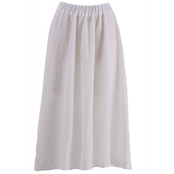 Bohemian Style High Waist Cotton Pleated Long Maxi Skirt Flowy Beach ...