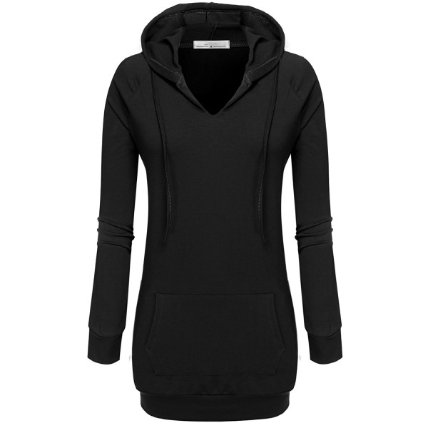 Women's Long Sleeve V Neck Sweatshirt Kangaroo Pocket Pullover Hoodie ...