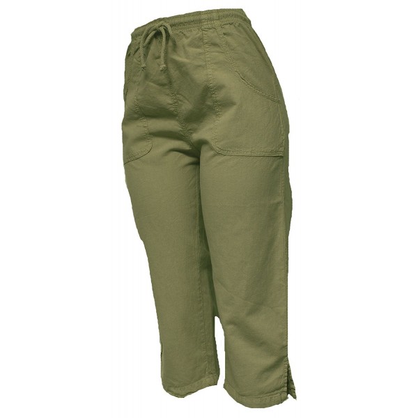 Womens Plus Size Cotton Sheeting Capri Pants Olive Green Ca185xen7wy 6586