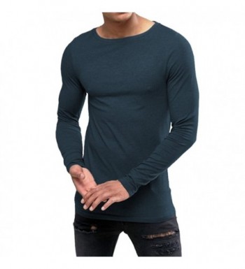 OA Men's Extreme Muscle Fit Long Sleeve T-Shirt With Boat Neck - Navy ...