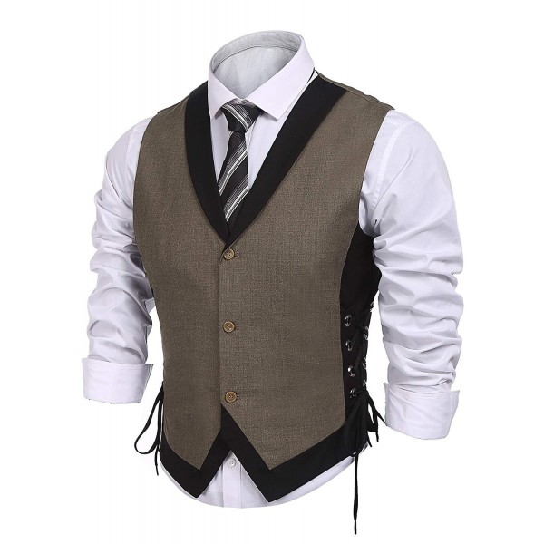 Men's Lapel V-Neck Suit Vest For Wedding Party Casual Slim Fit ...