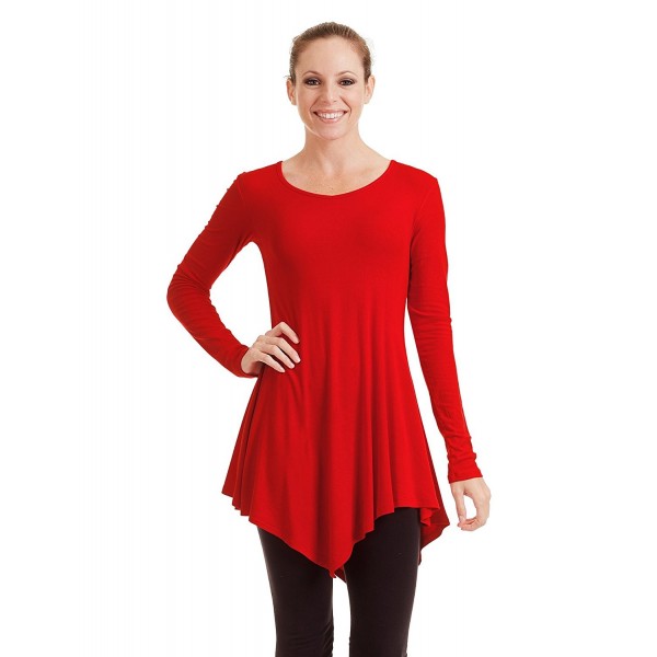 CTC Womens Round Neck Long Sleeve Rib Trapeze Tunic Top - Made In USA ...