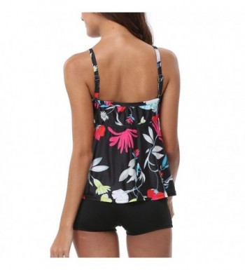 Women's Floral Tankinis With Shorts Two Piece Tie Front Swimsuit ...