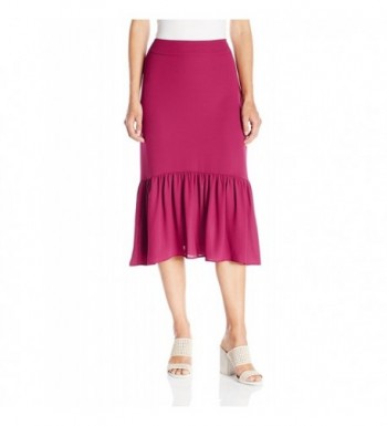Women's Bottom Flounce Skirt - Berry - C012OCJNMKP