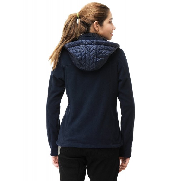 Womens Fleece Drawcord Camping Outwear - Navy-double layered hood ...