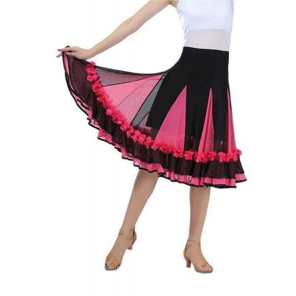 Elegant Ballroom Dance Latin Dance Skirt For Women - Rose - C1188ISTD53