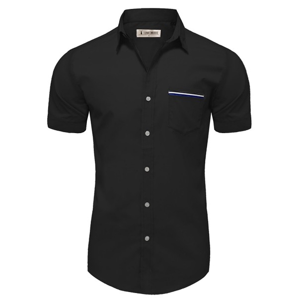 Mens Casual Chest Pocket Short Sleeve Winkle Free Button Down Shirts ...