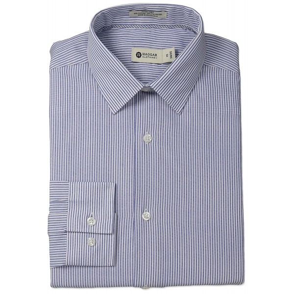 Men's Fine Stripe Point Collar Regular Fit Long Sleeve Dress Shirt ...