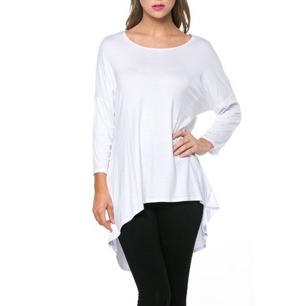 A.S Women's Rayon Span High & Low Tunic with 3/4 Sleeves-Solid-MADE IN ...
