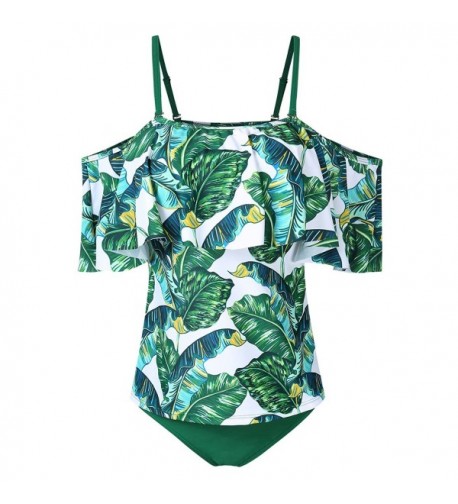 Women Strappy Two Piece Bikini Set Leaf Print Swimsuit Padded Bathing ...
