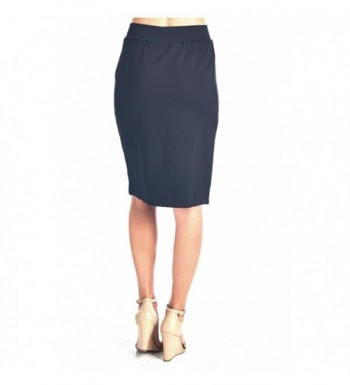 ReneeC. Women's Bodycon Fitted Elastic Waist Midi Office Skirt - Black ...