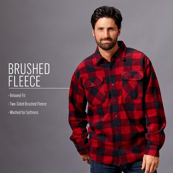 Authentics Men's Big-Tall Long Sleeve Plaid Fleece Shirt - Red Buffalo ...