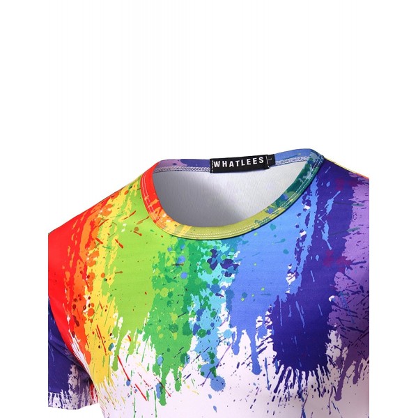 Unisex Slim Fit Paint Splashes Printed Short Sleeve T Shirt/Ink Splash ...