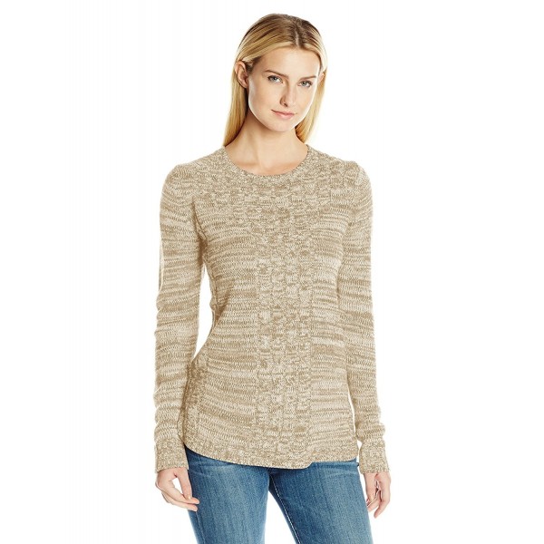 Women's 3/4 Silver Marled Shirttail Cabled Pullover Tunic Sweater ...