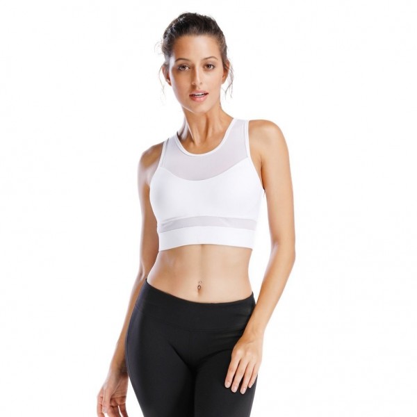 Women's High Impact Support Crop Tank Tops Yoga Sports Bra - White ...