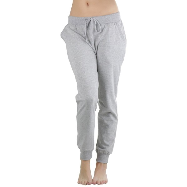 Women's Solid Print French Terry Jogger Pants - Heather Grey - CD120RWXTOV