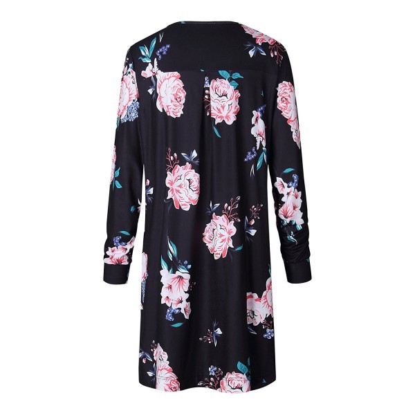 Womens Long Sleeve Floral Boho Kimono Cardigans Open Coverup Thin ...