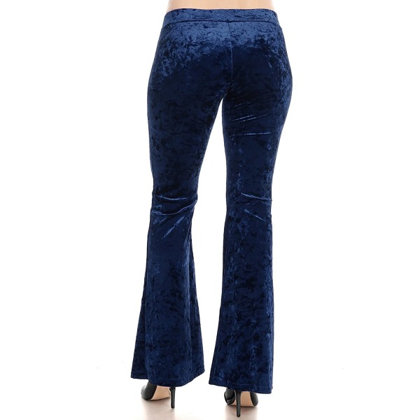 Women's Crushed Velvet Flared Pants - Navy - CI1869XSSW0