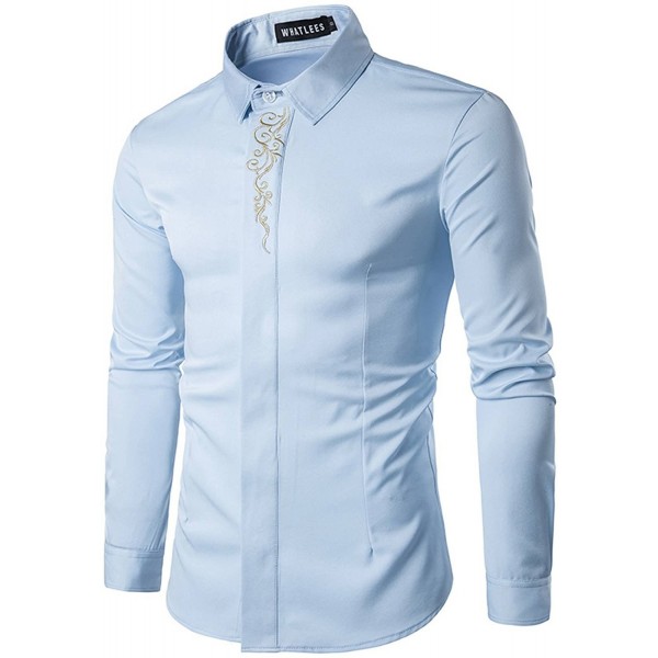 Men's Casual Slim Fit Paisley Button Down Dress Shirt - Hopm005-blue ...