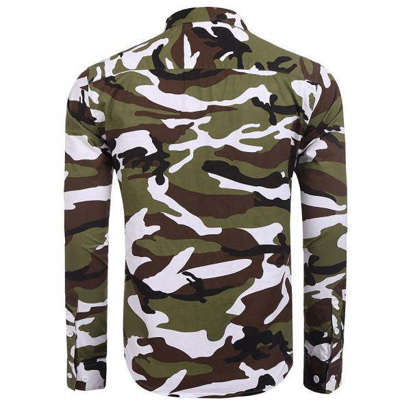 Men's Camouflage Button Down Shirts Long Sleeve Camo Slim Fit Dress ...