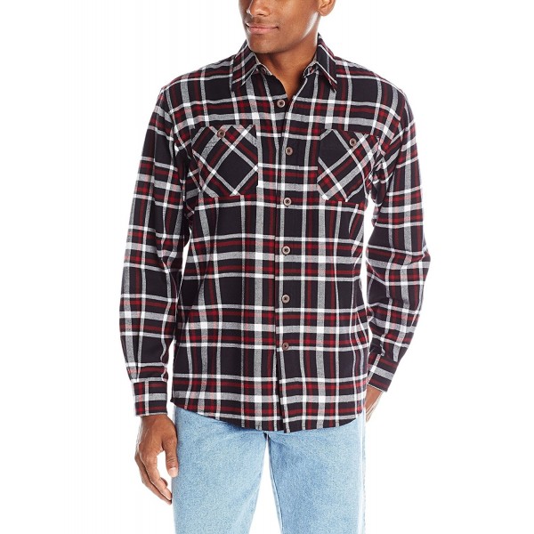 Men's Long-Sleeve Flannel Shirt - Caviar - CK11YI8K2EL